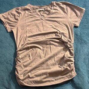 Light Gray V-Neck Maternity Tee